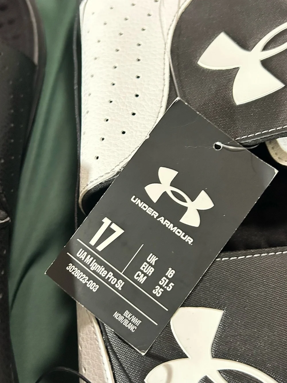 Under Armour Big & Tall Black and White Adjustable Slide Sandals (Size17”)